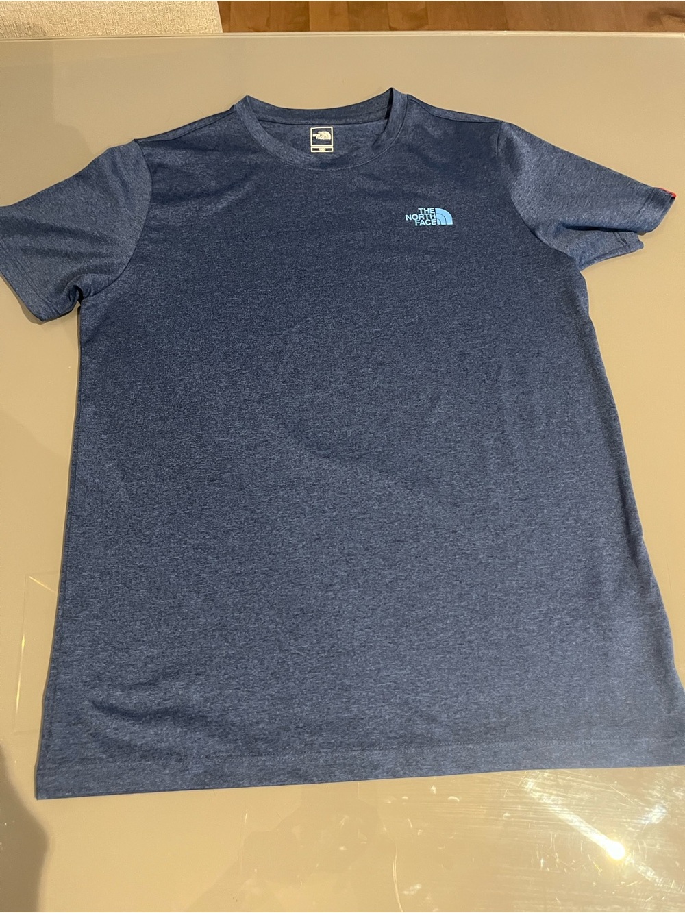 The North Face Men’s Short-Sleeve Crew Tee - Heather Navy with Light Blue Logo